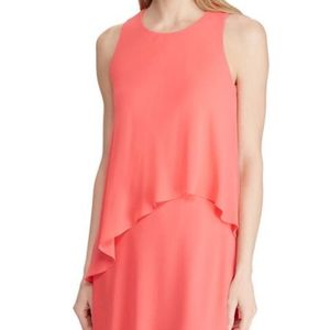 Cape-Overlay Georgette Sleeveless Dress Starfruit